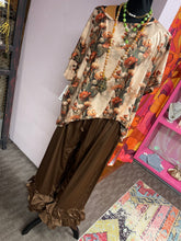 Chocolate Brown Satin Pants with Ruffle Bottom
