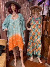 Mermaid Bouquet Turquoise Cotton Maxi Dress