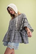Checkered Charm Ruffle Top