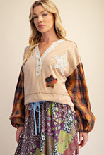 Starfall Top with Plaid Sleeves