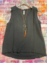 Black Gauze Oversized Tank Top