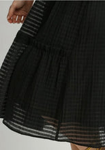 Black textured dress with a white background