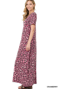 Cranberry Leopard Maxi Dress