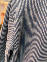 Close-up of blue and white striped fabric