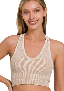 Super soft, stretchy, non adjustable straps, removeable padding Tan Bralette