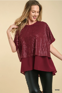 The Cabernet Wine Sequined Top