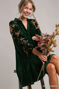 Pine Cones & Flowers Velvet Burnout Dress