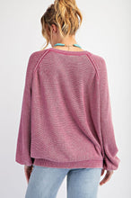 Pink sweater worn by a person on a white background