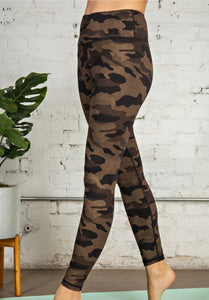 Foiled Brown & Gold Camo Workout Leggings