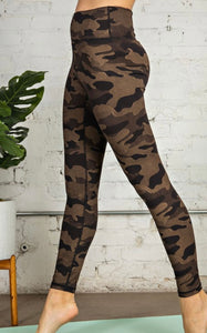 Foiled Brown & Gold Camo Workout Leggings
