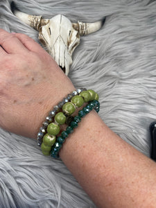 Crystal Bead & Wooden Bead Bracelet Sets