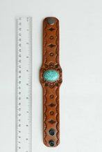 Boho Turquoise Stone Leather Cuff Bracelet