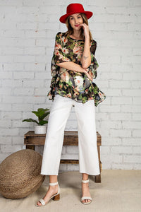 Uptown Girl Chiffon Floral Top