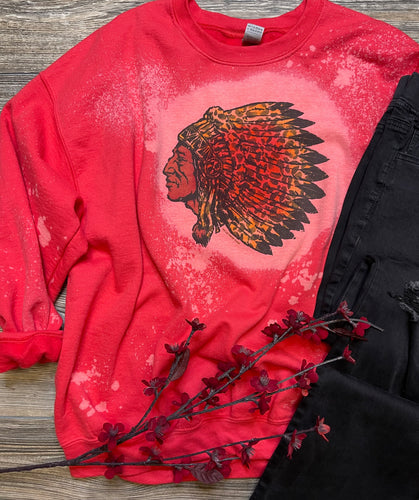 Ole Chief Indian Headdress Bleached Sweatshirt