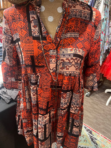 Big Love Printed Babydoll Tunic Top