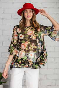 Uptown Girl Chiffon Floral Top