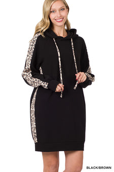 Leopard & Black Sweatshirt Dress