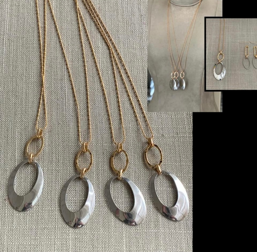 Mixed Metal Oval Necklace