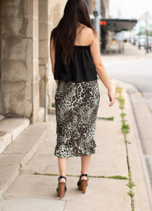 Grey Leopard Knee Length Skirt